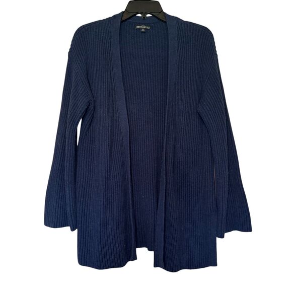 J. CREW women's size medium M blue knit cotton open front cardigan sweater - Picture 1 of 11